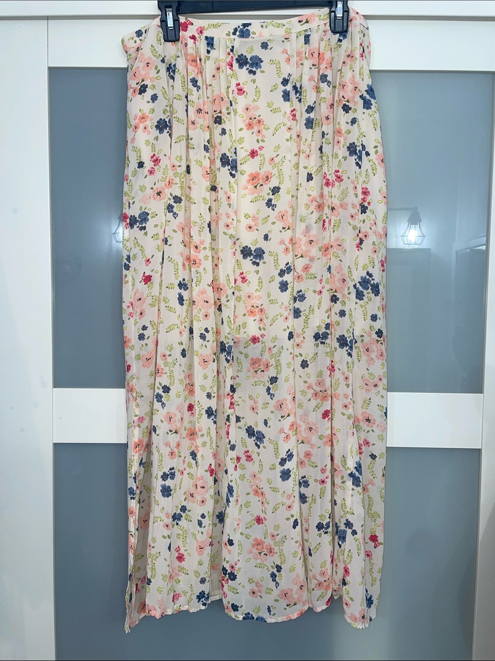Cato Cream Maxi Skirt with Pink and Blue Floral Print